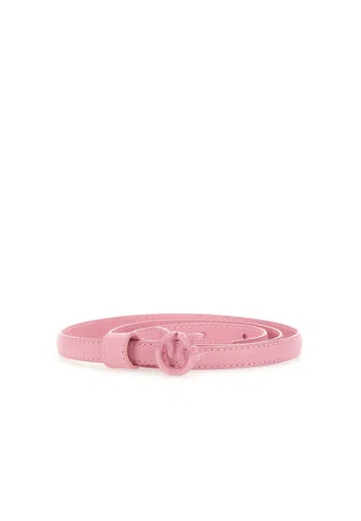 Pinko Love Berry Leather Belt In Pink