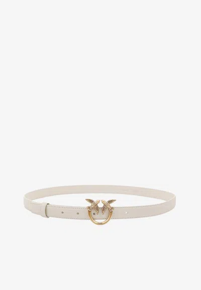 Pinko Love Berry Leather Belt In White