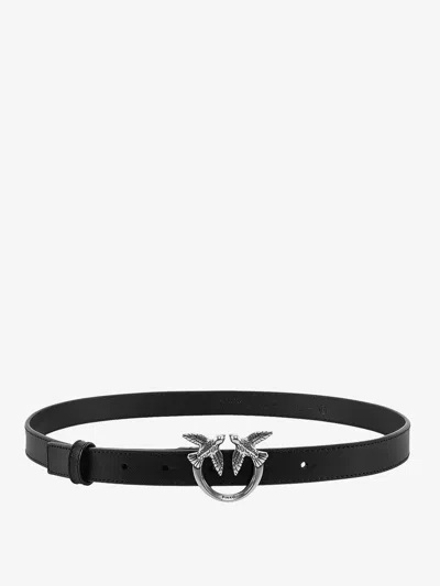 PINKO LOVE BERRY LEATHER BELT WITH LOVE BIRDS BUCKLE