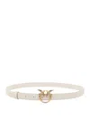 Pinko Love Berry Leather Belt With Love Birds Buckle In Neutral