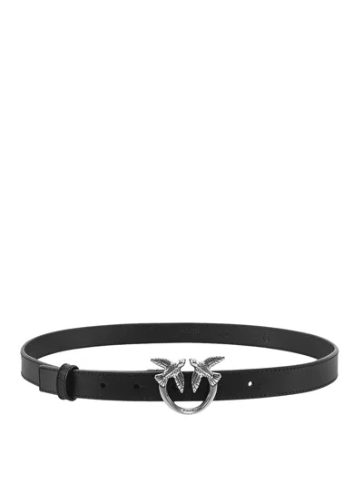 Pinko Love Berry Leather Belt With Love Birds Buckle