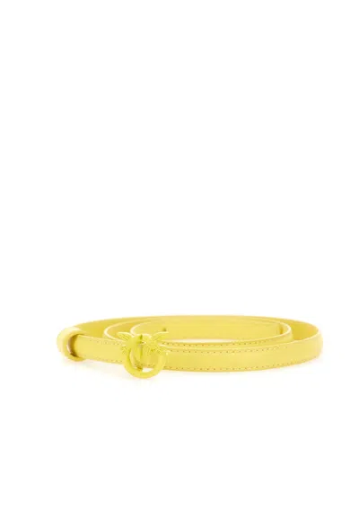 Pinko Love Berry Leather Belt In Yellow