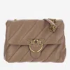 Pinko Mini Love Puff Crossbody Bag In Biscotto Zenzero-antique Gold
