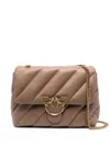 Pinko Love Big Puff Leather Shoulder Bag In Nude