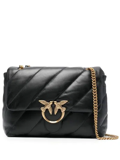 Pinko Love Big Puff Quilted Black Shoulder Bag