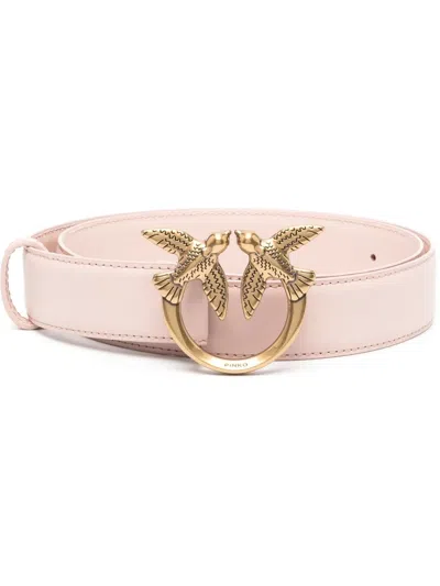 Pinko Love Birds-buckle Belt In Neutrals