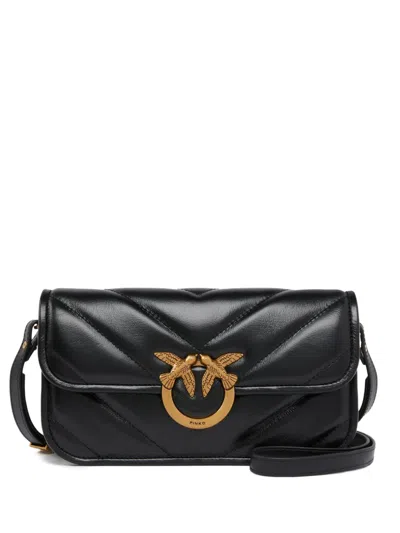 Pinko Love Bird-buckle Shoulder Bag In Black