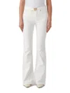 Pinko Pantalon Flare Ceinturé En Bull Stretch In Bianco Seta