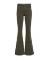 Pinko Love Bird Buckle Wide-leg Jeans In Green