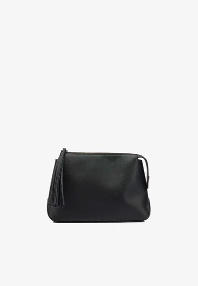 Pinko Tassel Zip Clutch Bag In Black
