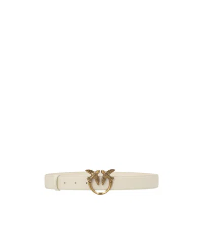 PINKO LOVE BERRY LOGO-PLAQUE LEATHER BELT