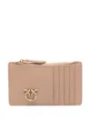 Pinko Love Bird Leather Cardholder In Neutrals