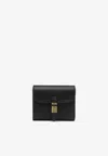 Pinko Saddle Black Wallet With Logo Detail On The Front In Leather Woman In Black