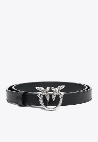 Pinko Love Bird Buckle Belt In Black