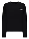 Pinko Love Bird Motif Black Sweater With Round Neck And Long Sleeves