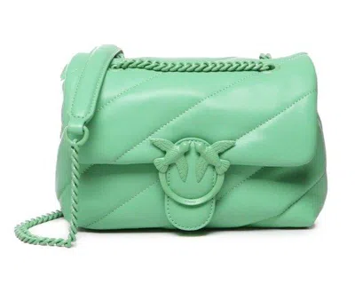 Pinko Love Bird Quilted Crossbody Bag In Green
