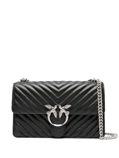 Pinko Love Bird Quilted Shoulder Bag In Black