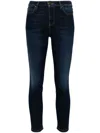 Pinko Love-birds-appliqué Denim Jeans In Blau