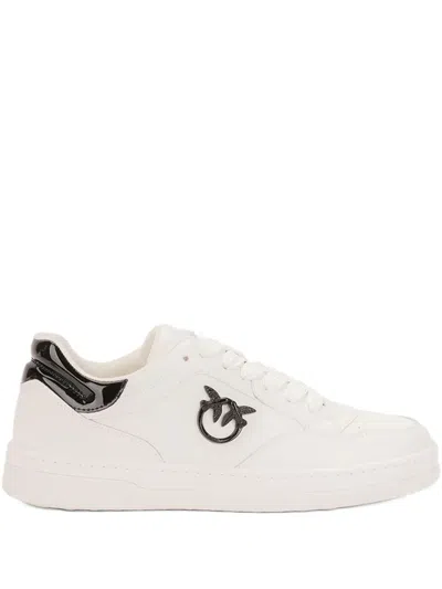 Pinko Logo-plaque Leather Sneakers In White