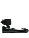 Pinko Black Ballerinas With Black Ribbon In Leather Woman In Black