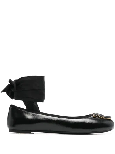 Pinko Love Birds Ballerina Shoes In Black