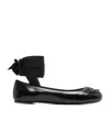 Pinko Black Ballerinas With Black Ribbon In Leather Woman In Black