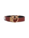 Pinko Double-face Belt With Love Birds Buckle In Brown
