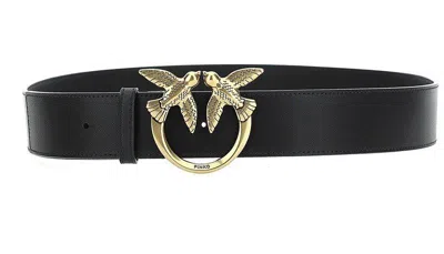 Pinko Love Birds Belt In Nero/antique