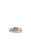 Pinko Love Berry Leather Belt With Love Birds Buckle In Neutral