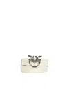 Pinko Love Berry Leather Belt With Love Birds Buckle In Neutral
