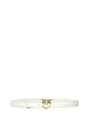Pinko Love Berry Leather Belt With Love Birds Buckle In Neutral