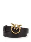 Shop Pinko 'love Birds' Brown Belt With Logo Buckle In Leather Woman