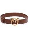Pinko Love Birds High Leather Belt 4cm In Brown