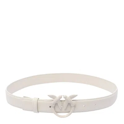 Pinko Love Birds Buckle Belt In White
