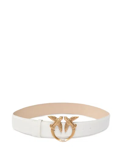 Pinko Love Birds Buckled Belt In White