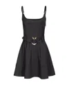 Pinko Love Birds Buckle Belted Minidress In Black