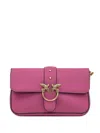 Pinko Love Mini Bag In Fuchsia Grained Leather In Pink