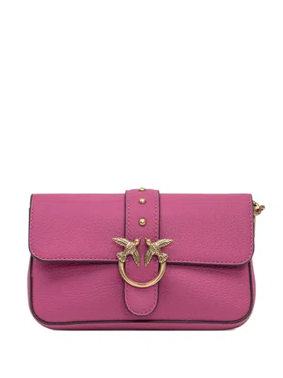 Pinko Love Birds Buckle Shoulder Bag In Pink