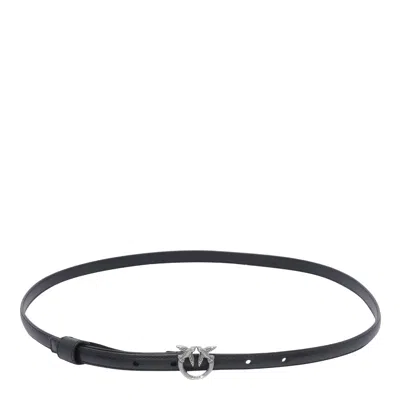 Pinko Love Birds Buckle Thin Belt In Black