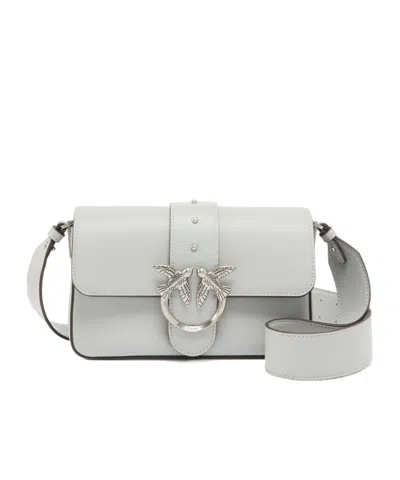 Pinko Love Birds Buckled Mini Shoulder Bag In Gray