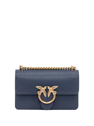 Pinko Love Birds Chain Shoulder Bag In Blue