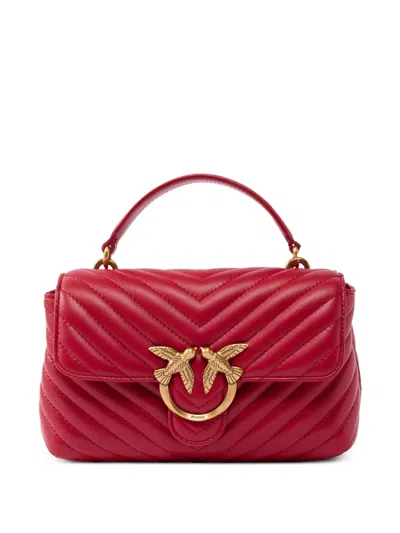 Pinko Love Birds Chevron-quilted Tote Bag In Red