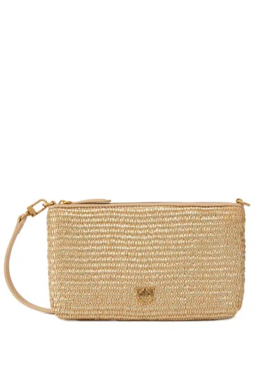 Pinko Love Birds Clutch Bag In Neutral