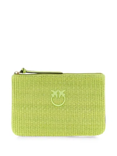 Pinko Love Birds Clutch Bag In Green