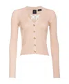 Pinko Love Birds-contrasting Logo Cardigan In Nude