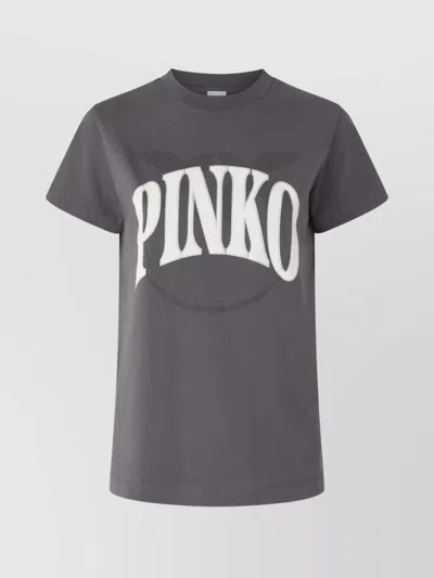 Pinko Love Birds Crew Neck T-shirt In Grey