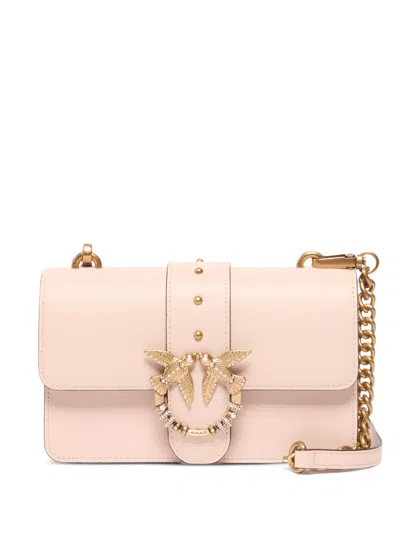 Pinko Love Birds Crystal-embellished Shoulder Bag In Pink