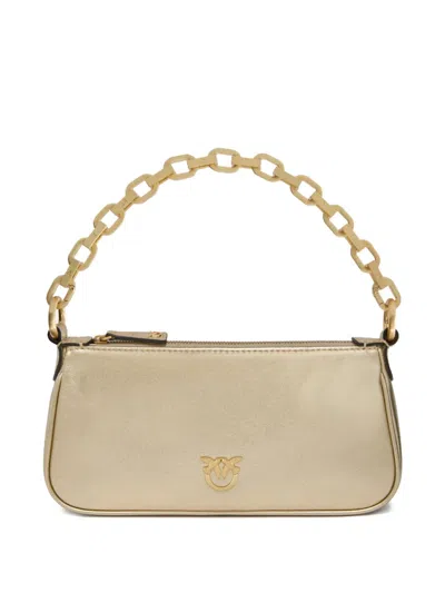 Pinko Love Birds-detail Shoulder Bag In Gold
