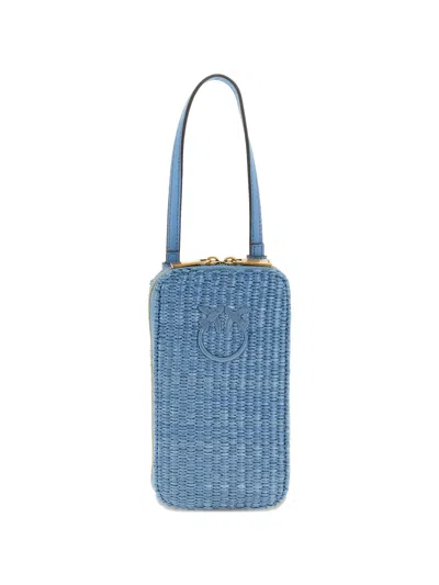 Pinko Love Birds Diamond Braided Smartphone Holder In Brown