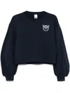Pinko Sweatshirt With Wide Sleeves And Bejewelled Love Birds Embroidery In Blue
